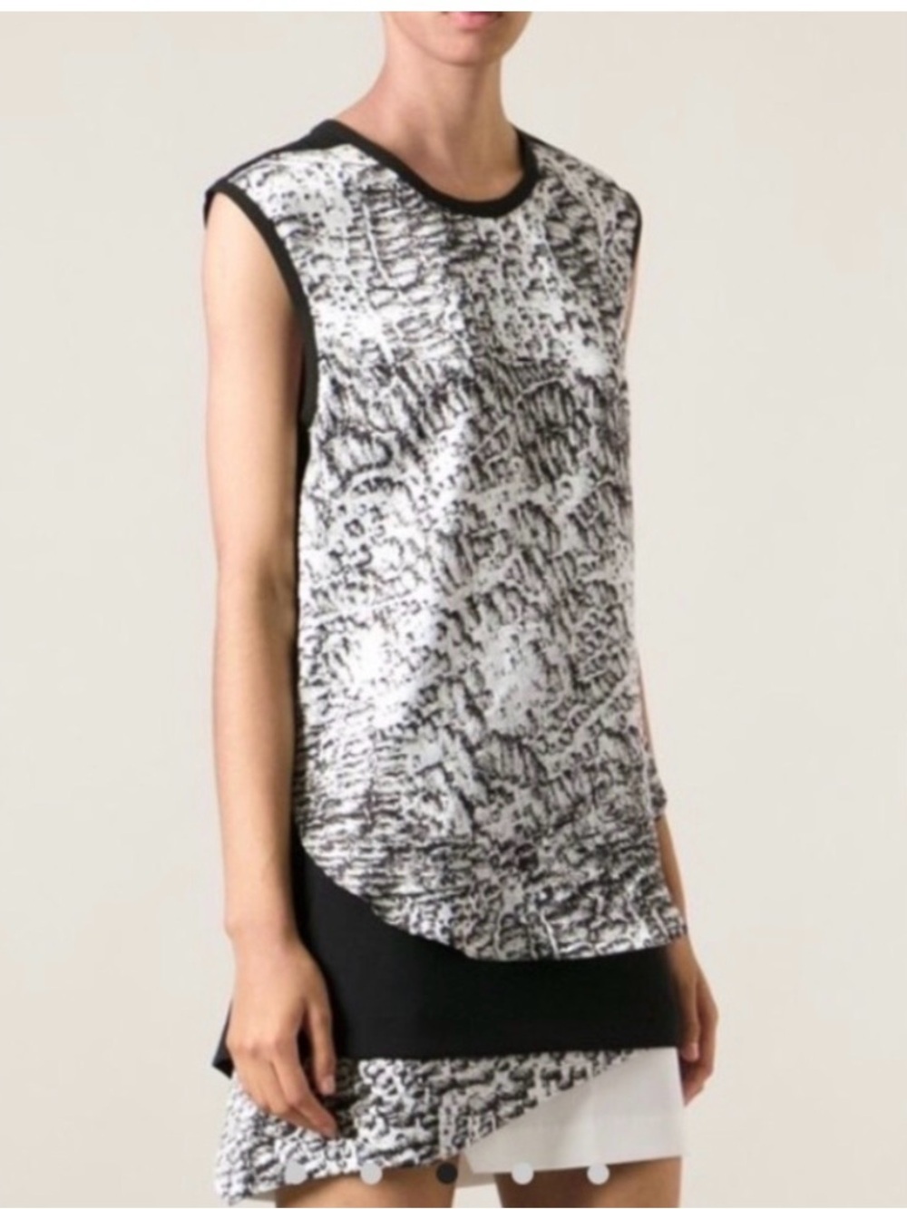 Helmut Lang Resid print scoop Black and White Abstract Sleeveless Tank